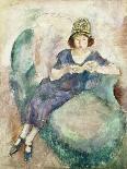 Girl in Blue Reading on a Sofa, 1926-27 (Oil on Panel)-Jules Pascin-Giclee Print