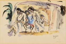 Asian in Blue Stockings-Jules Pascin-Giclee Print