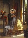 A Woman Sewing by an Open Window-Jules Trayer-Giclee Print