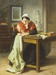 A Woman Sewing by an Open Window-Jules Trayer-Framed Giclee Print