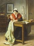 A Woman Sewing by an Open Window-Jules Trayer-Giclee Print