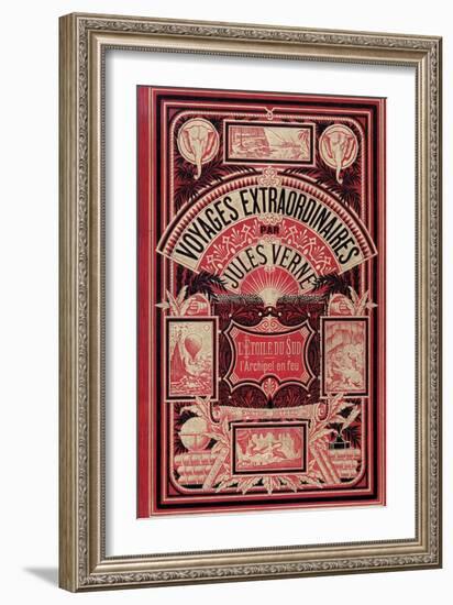 Jules Verne, Cover of "Southern Star Mystery" and "Propeller Island"-Jules Verne-Framed Premium Giclee Print