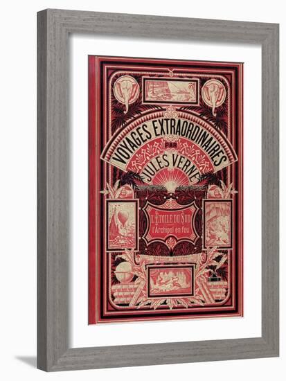 Jules Verne, Cover of "Southern Star Mystery" and "Propeller Island"-Jules Verne-Framed Premium Giclee Print