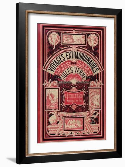 Jules Verne, Cover of "Southern Star Mystery" and "Propeller Island"-Jules Verne-Framed Premium Giclee Print