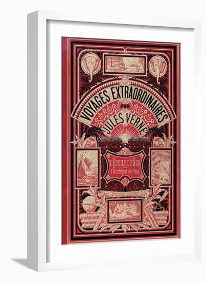 Jules Verne, Cover of "Southern Star Mystery" and "Propeller Island"-Jules Verne-Framed Premium Giclee Print
