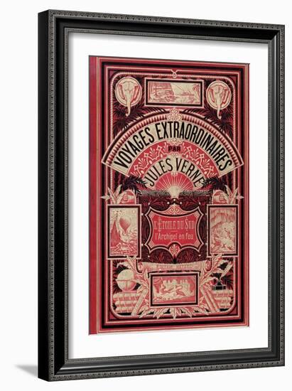 Jules Verne, Cover of "Southern Star Mystery" and "Propeller Island"-Jules Verne-Framed Premium Giclee Print