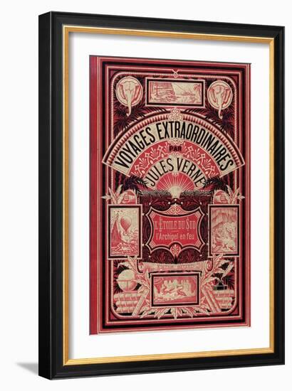 Jules Verne, Cover of "Southern Star Mystery" and "Propeller Island"-Jules Verne-Framed Premium Giclee Print