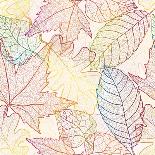 Autumn Transparent Maple Leaves Pattern Background. Colored Art Vector Autumn Leaves Pattern. Fabri-Julia Snegireva-Art Print