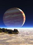 Artwork of Europa's Surface with Jupiter In Sky-Julian Baum-Photographic Print