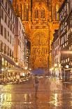 Rain Soaked Streets in Front of Strasbourg Cathedral, Strasbourg, Bas-Rhin, Alsace, France, Europe-Julian Elliott-Photographic Print
