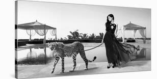 Woman with Cheetah-Julian Lauren-Stretched Canvas