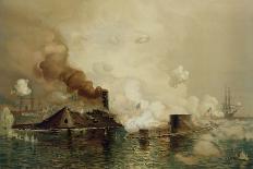 The 'Monitor' and the 'Merrimac', the First Fight Between Ironclads in 1862, Pub. by Louis Prang…-Julian Oliver Davidson-Giclee Print