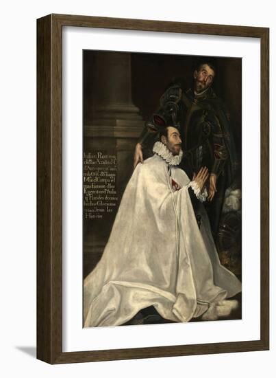 Julián Romero and His Patron Saint, 1612-1618-El Greco-Framed Giclee Print