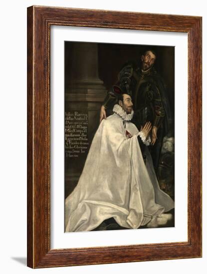 Julián Romero and His Patron Saint, 1612-1618-El Greco-Framed Giclee Print