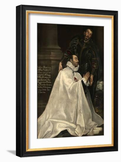 Julián Romero and His Patron Saint, 1612-1618-El Greco-Framed Giclee Print