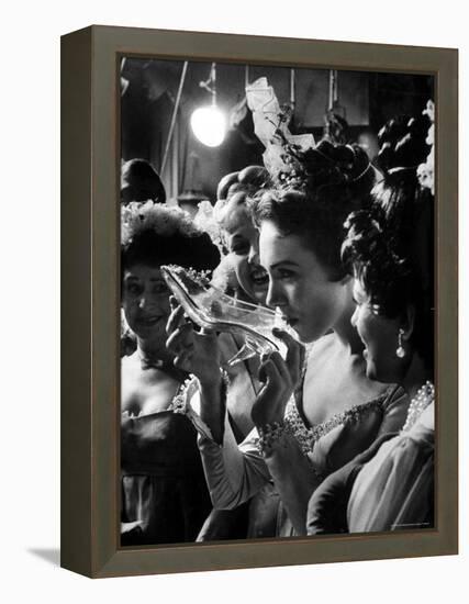 Julie Andrews Taking a Sip from the Glass Slipper During the TV Production of Cinderella-Gordon Parks-Framed Premier Image Canvas