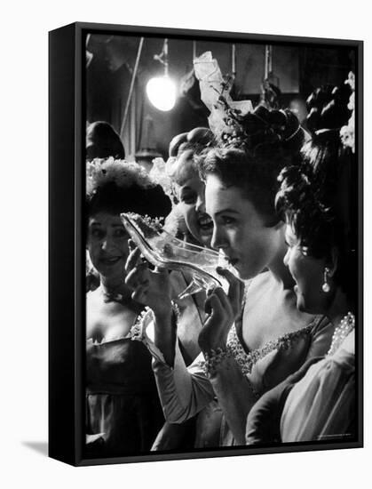 Julie Andrews Taking a Sip from the Glass Slipper During the TV Production of Cinderella-Gordon Parks-Framed Premier Image Canvas