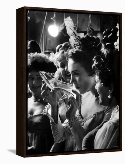 Julie Andrews Taking a Sip from the Glass Slipper During the TV Production of Cinderella-Gordon Parks-Framed Premier Image Canvas