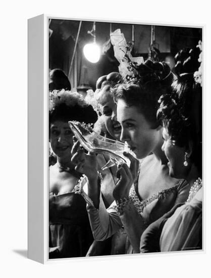 Julie Andrews Taking a Sip from the Glass Slipper During the TV Production of Cinderella-Gordon Parks-Framed Premier Image Canvas