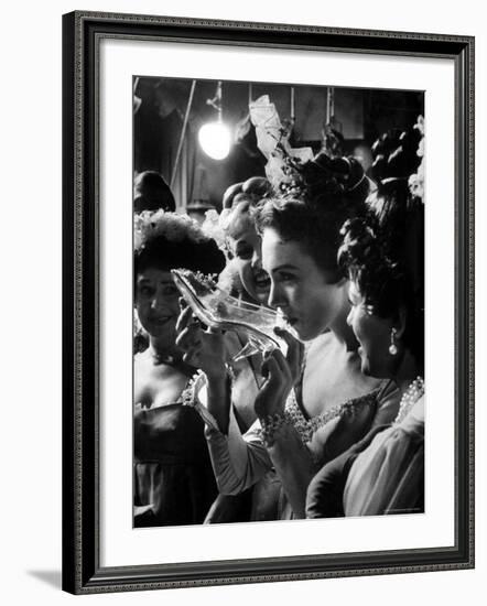 Julie Andrews Taking a Sip from the Glass Slipper During the TV Production of Cinderella-Gordon Parks-Framed Premium Photographic Print