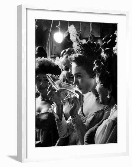 Julie Andrews Taking a Sip from the Glass Slipper During the TV Production of Cinderella-Gordon Parks-Framed Premium Photographic Print