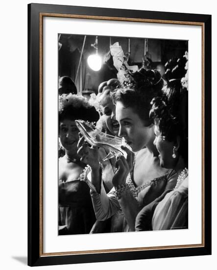 Julie Andrews Taking a Sip from the Glass Slipper During the TV Production of Cinderella-Gordon Parks-Framed Premium Photographic Print