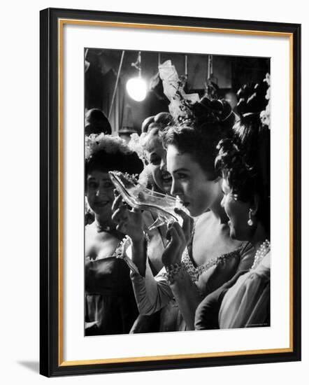 Julie Andrews Taking a Sip from the Glass Slipper During the TV Production of Cinderella-Gordon Parks-Framed Premium Photographic Print