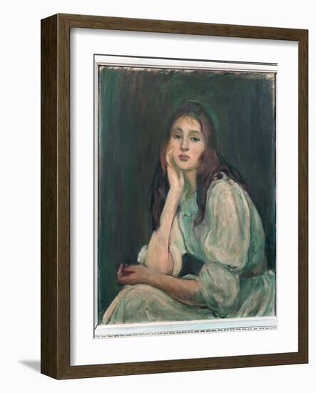 Julie Daydreaming, 1894 (Oil on Canvas)-Berthe Morisot-Framed Giclee Print