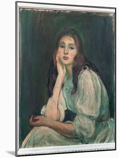 Julie Daydreaming, 1894 (Oil on Canvas)-Berthe Morisot-Mounted Giclee Print