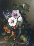 Still Life of Hibiscus and Nasturtium in a Glass Vase-Julie Guyot-Framed Giclee Print