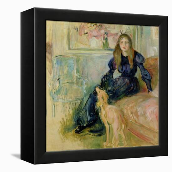 Julie Manet (1878-1966) and Her Greyhound Laerte, 1893-Berthe Morisot-Framed Premier Image Canvas