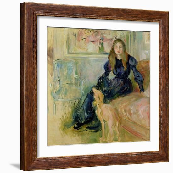 Julie Manet (1878-1966) and Her Greyhound Laerte, 1893-Berthe Morisot-Framed Giclee Print