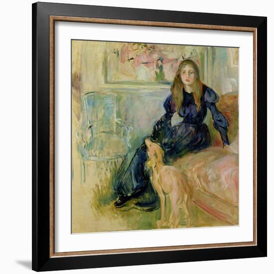 Julie Manet (1878-1966) and Her Greyhound Laerte, 1893-Berthe Morisot-Framed Giclee Print