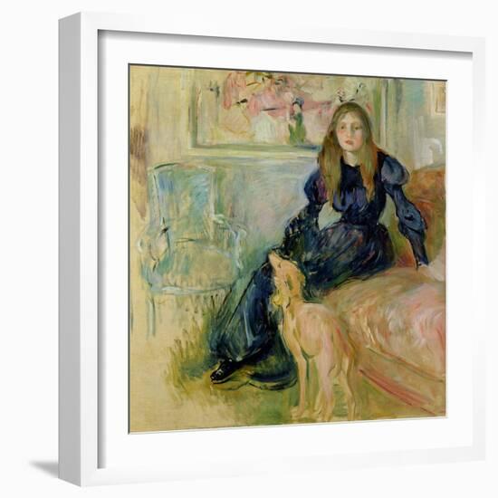 Julie Manet (1878-1966) and Her Greyhound Laerte, 1893-Berthe Morisot-Framed Giclee Print