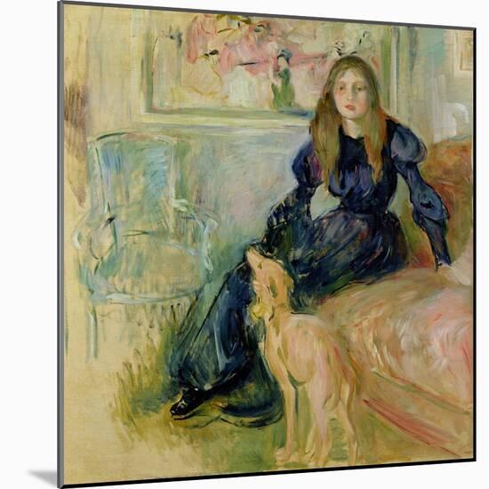 Julie Manet (1878-1966) and Her Greyhound Laerte, 1893-Berthe Morisot-Mounted Giclee Print