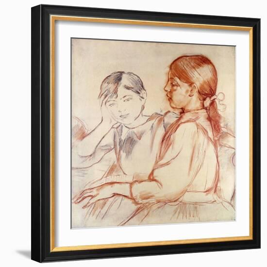 Julie Manet and Jeannie Gobillard at the Piano-Berthe Morisot-Framed Giclee Print