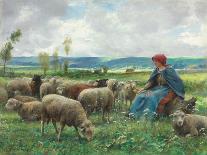 Hirtin mit ihren Schafen-Julien Dupré-Giclee Print