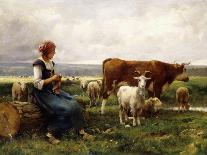 Shepherdess with Cows and Goats-Julien Dupre-Framed Giclee Print