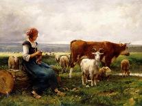Shepherdess with Cows and Goats-Julien Dupré-Giclee Print