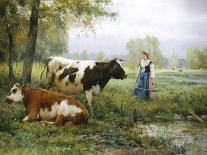 Shepherdess with Cows and Goats-Julien Dupre-Framed Premier Image Canvas