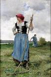 Peasant Woman Leaning on a Pitchfork-Julien Dupré-Giclee Print