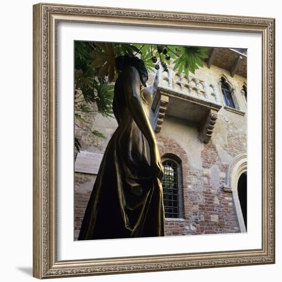 Juliet's Balcony and Statue, Verona, UNESCO World Heritage Site, Veneto, Italy, Europe-Stuart Black-Framed Photographic Print