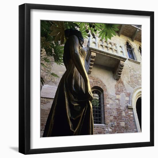 Juliet's Balcony and Statue, Verona, UNESCO World Heritage Site, Veneto, Italy, Europe-Stuart Black-Framed Photographic Print