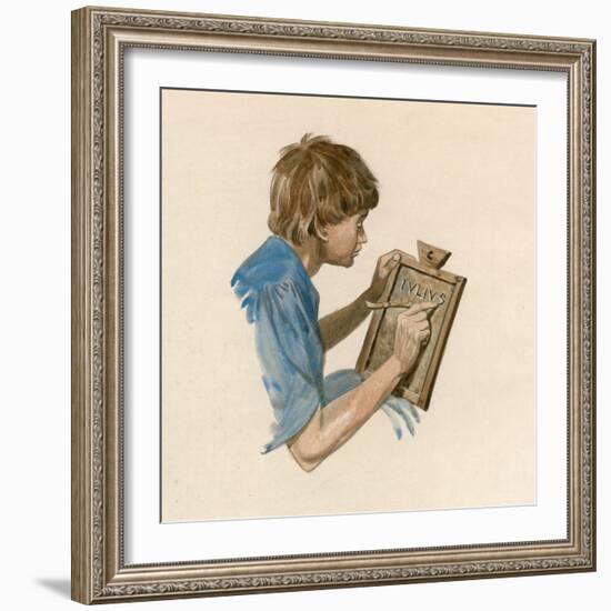 Julius Caesar, as a Boy, Learning to Write Using a Wax Tablet-Peter Jackson-Framed Giclee Print