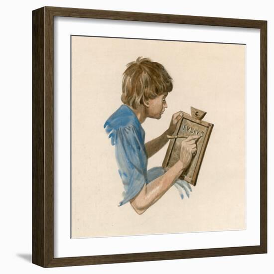 Julius Caesar, as a Boy, Learning to Write Using a Wax Tablet-Peter Jackson-Framed Giclee Print