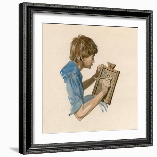 Julius Caesar, as a Boy, Learning to Write Using a Wax Tablet-Peter Jackson-Framed Giclee Print