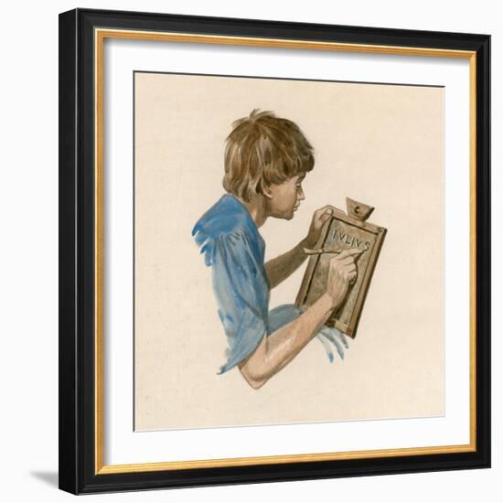 Julius Caesar, as a Boy, Learning to Write Using a Wax Tablet-Peter Jackson-Framed Giclee Print