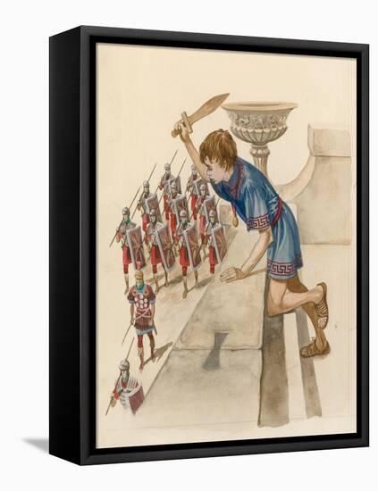 Julius Caesar as a Boy, Watching Roman Soldiers Returning from Battle-null-Framed Premier Image Canvas