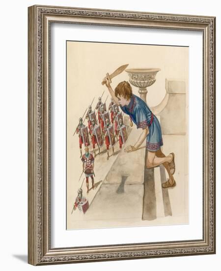 Julius Caesar as a Boy, Watching Roman Soldiers Returning from Battle-null-Framed Giclee Print