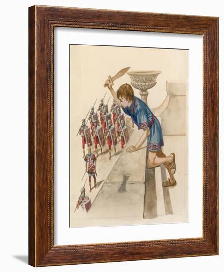 Julius Caesar as a Boy, Watching Roman Soldiers Returning from Battle-null-Framed Giclee Print